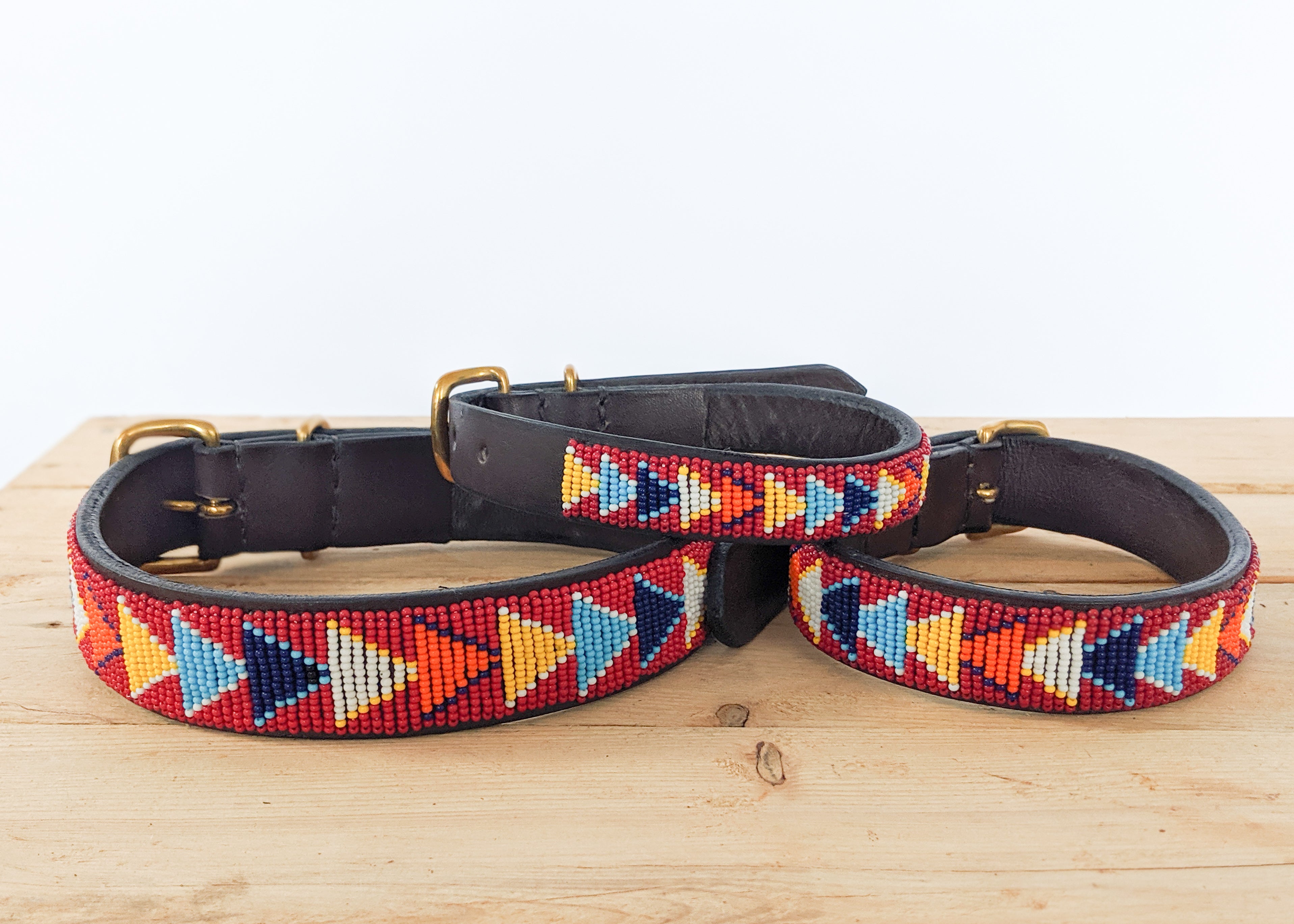 Beaded leather dog collar hotsell