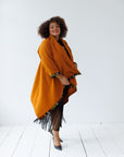 Julahas Mustard Cocoon Coat Cape