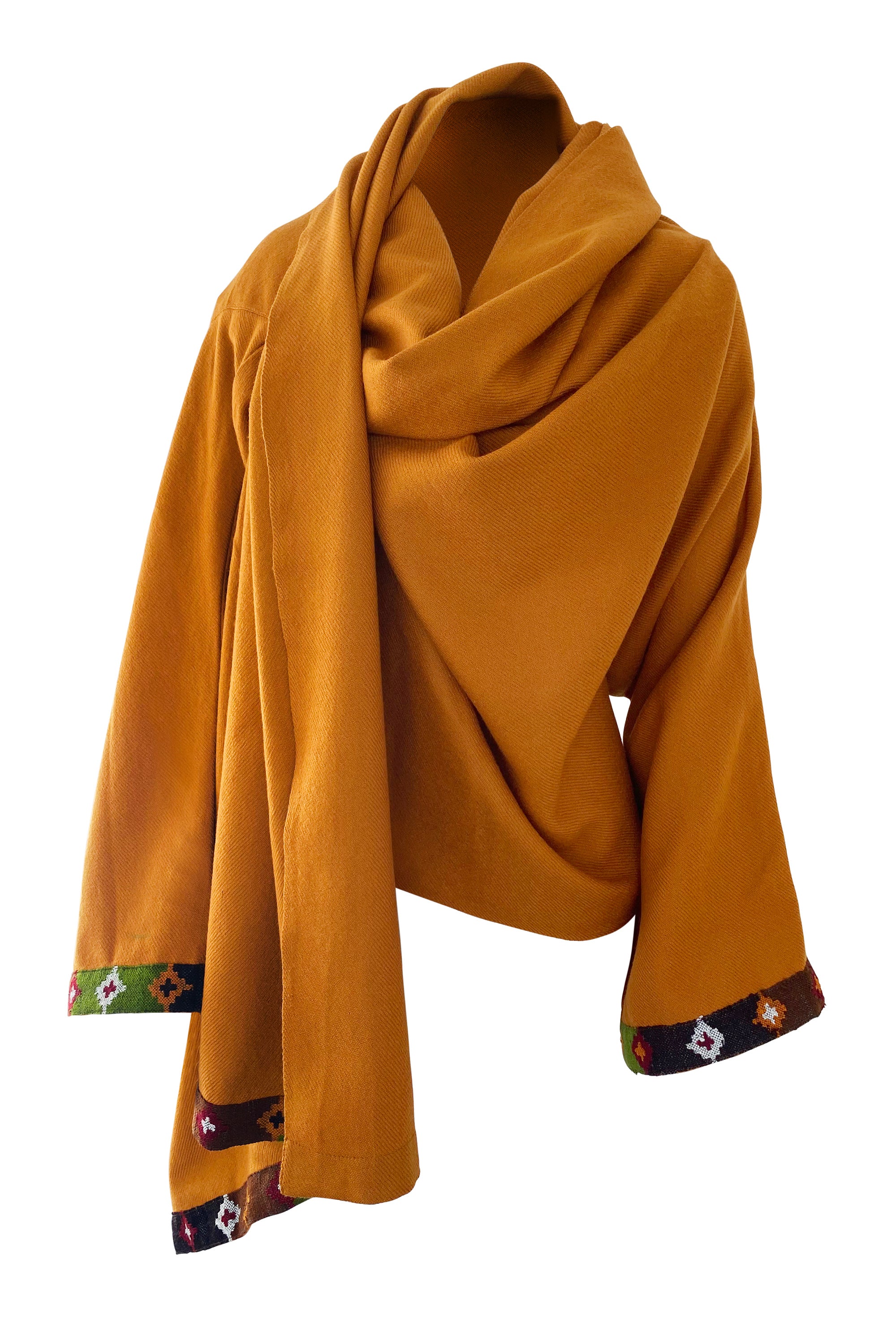 Julahas Mustard Cocoon Coat Cape