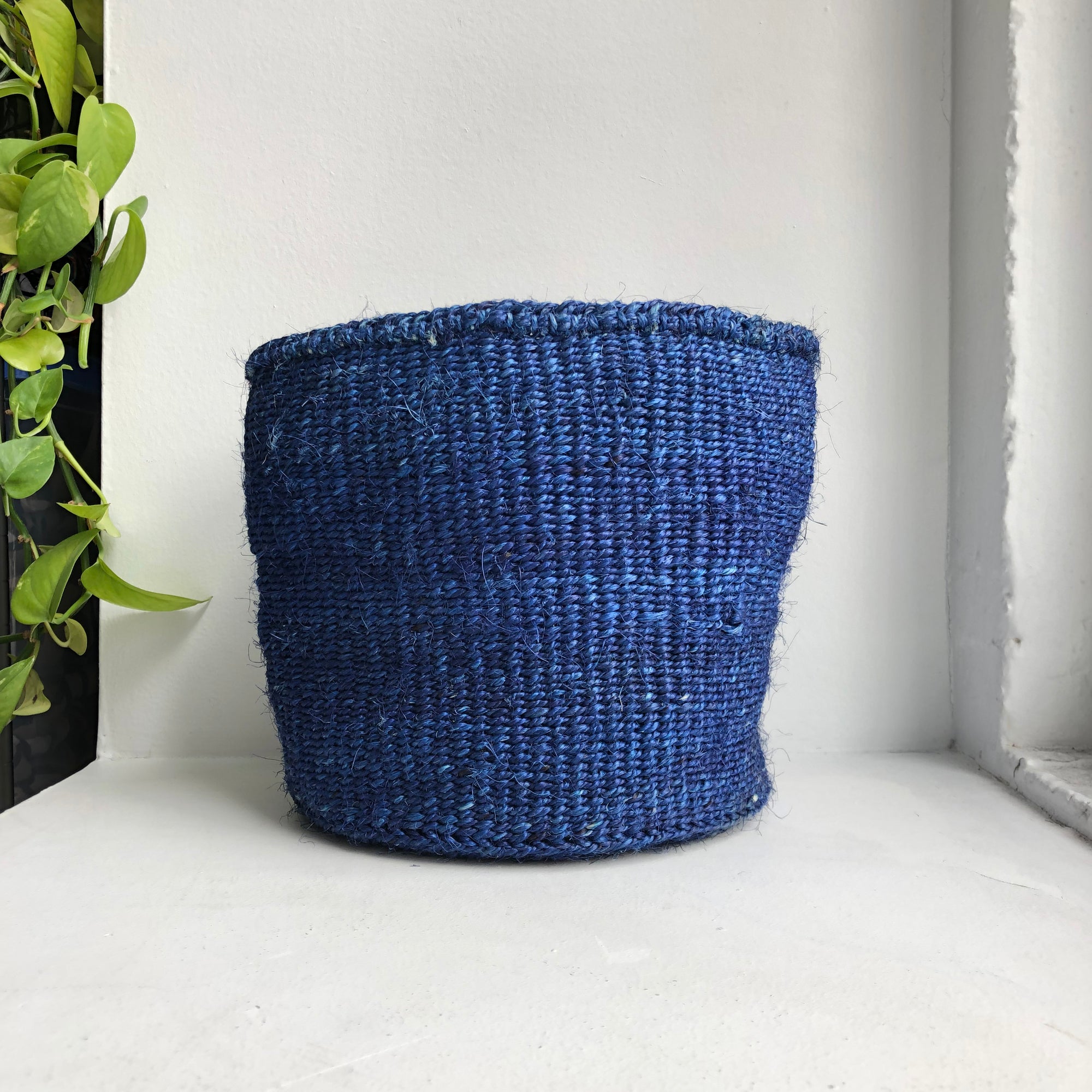 display of 8&quot; indigo basket