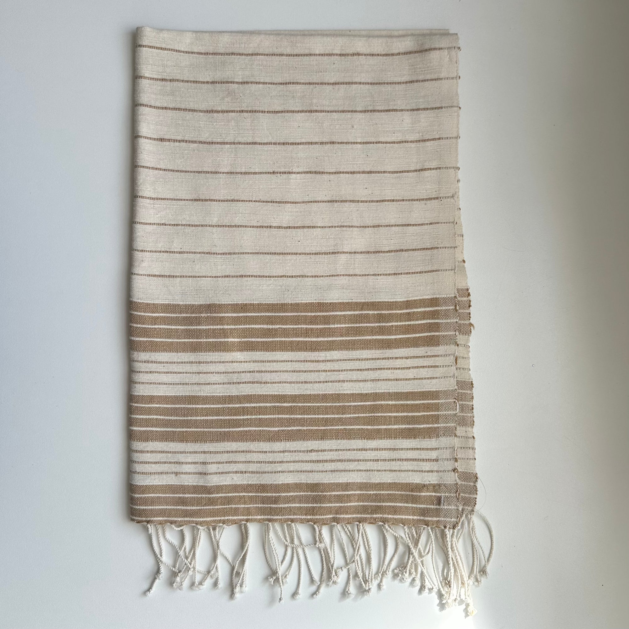 Beige colored hand spun Ethiopian cotton hand towel