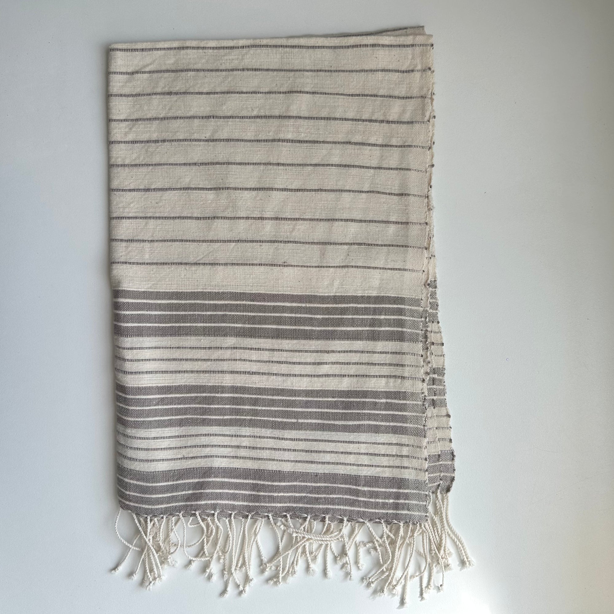 Stone colored hand spun Ethiopian cotton hand towel