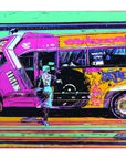 Purple and yellow matatu