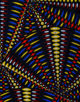 Close up display of  multi-colored abstract print dress