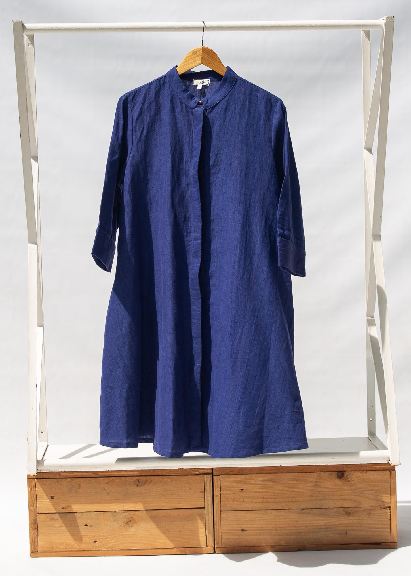 Display of midnight blue dress