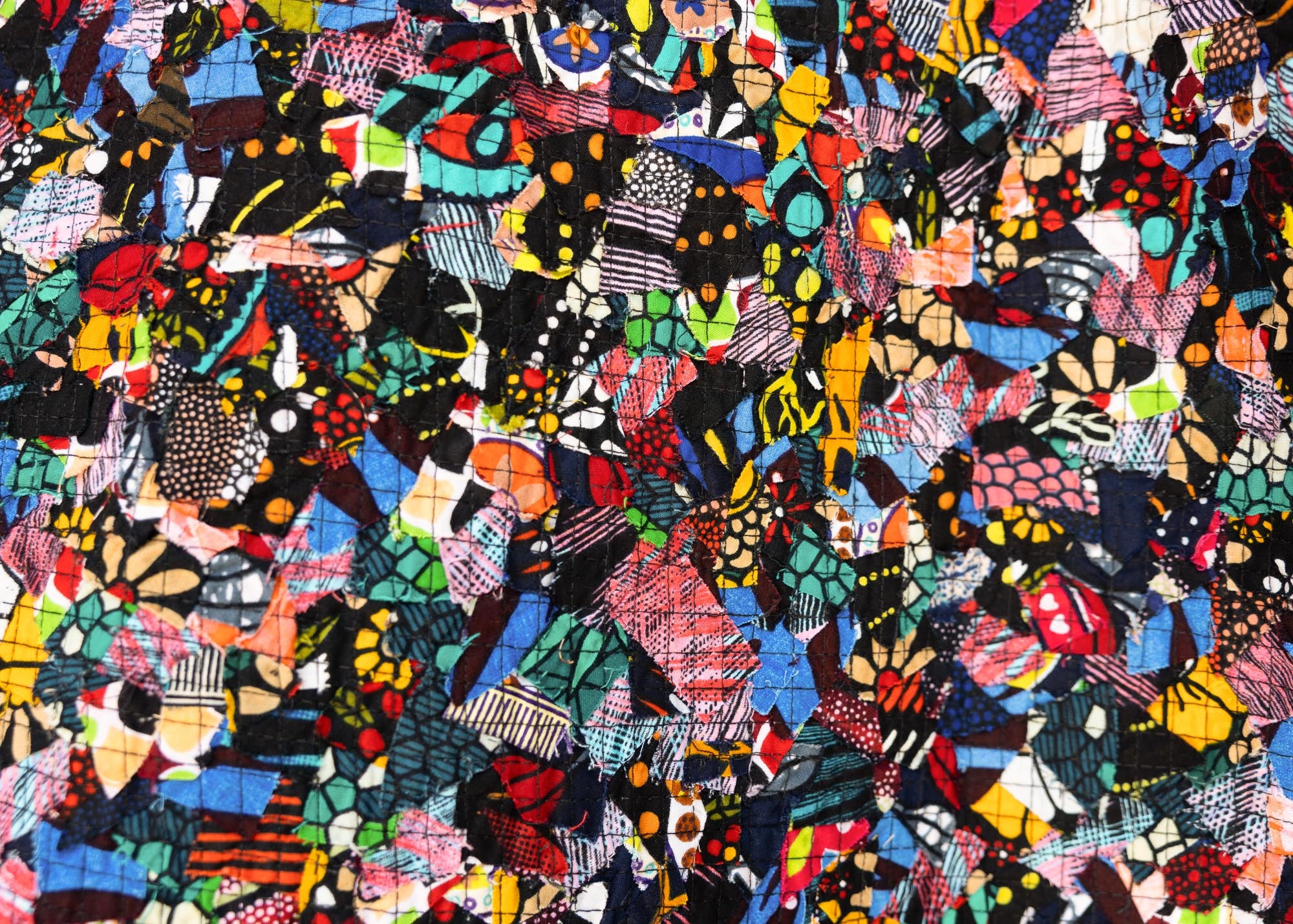 detail of quilted multicolor jacket