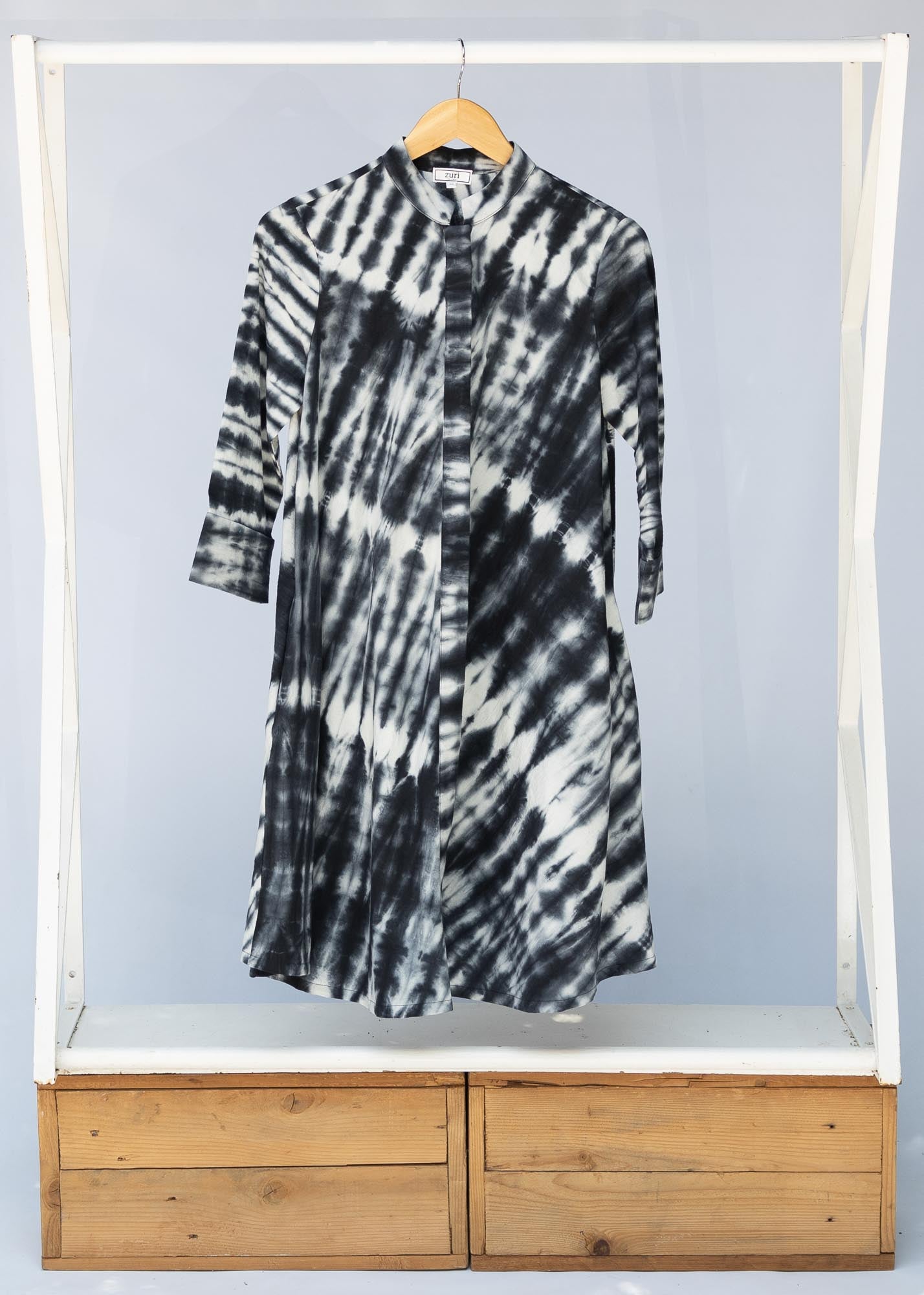 slate grey and white tie-dye dress