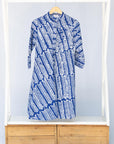 blue and white hand-blocked batik dress