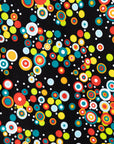 detail of a multicolor print dress