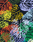 detail of a multicolor leaf design dress