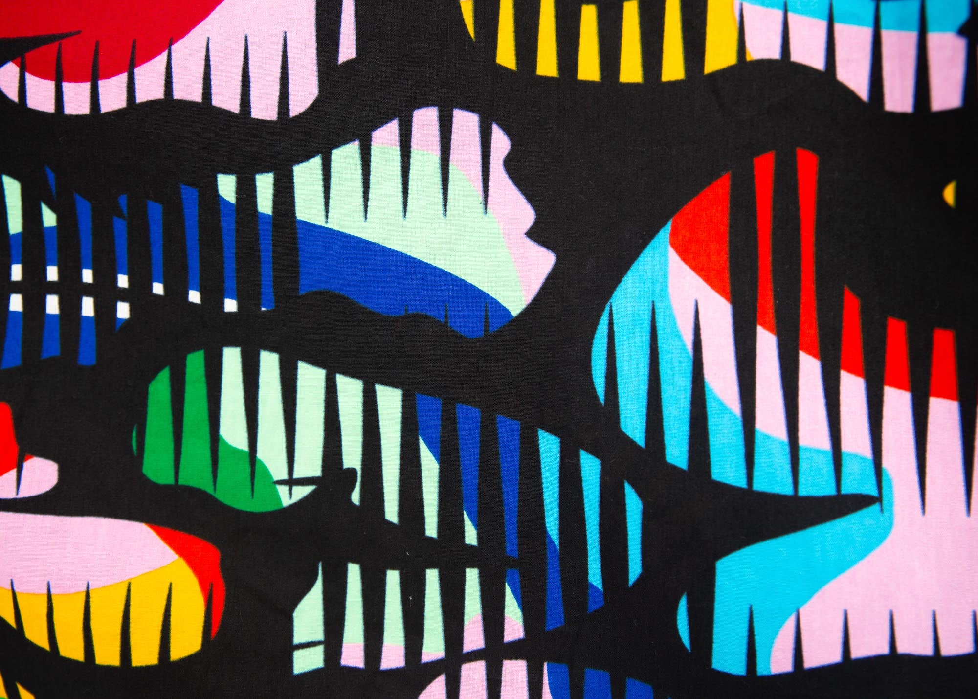 Close up display of abstract multi-color  figures dress