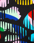 Close up display of abstract multi-color  figures dress